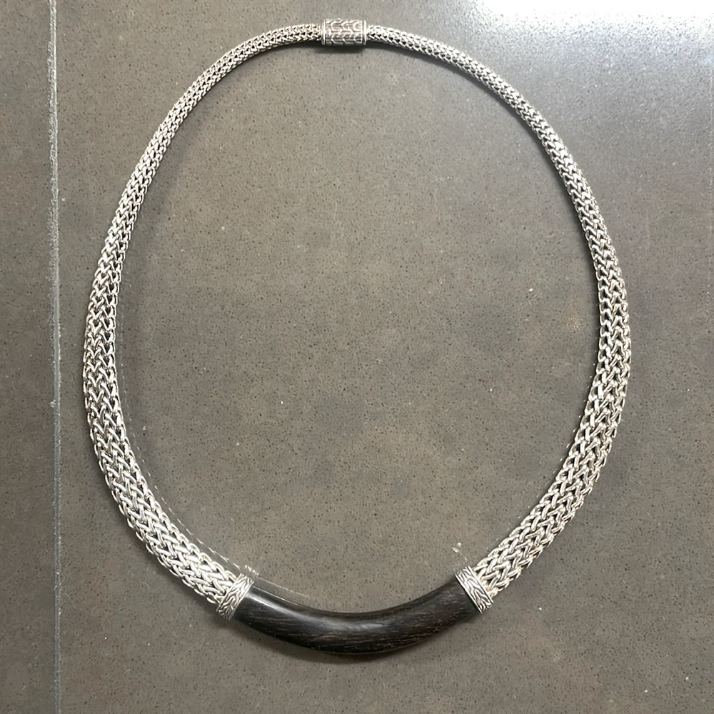 John Hardy Silver and Ebony Wood Necklace
